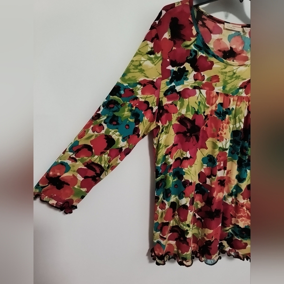 Floral Multicolor Women's Top / Size XL - Picture 2 of 9